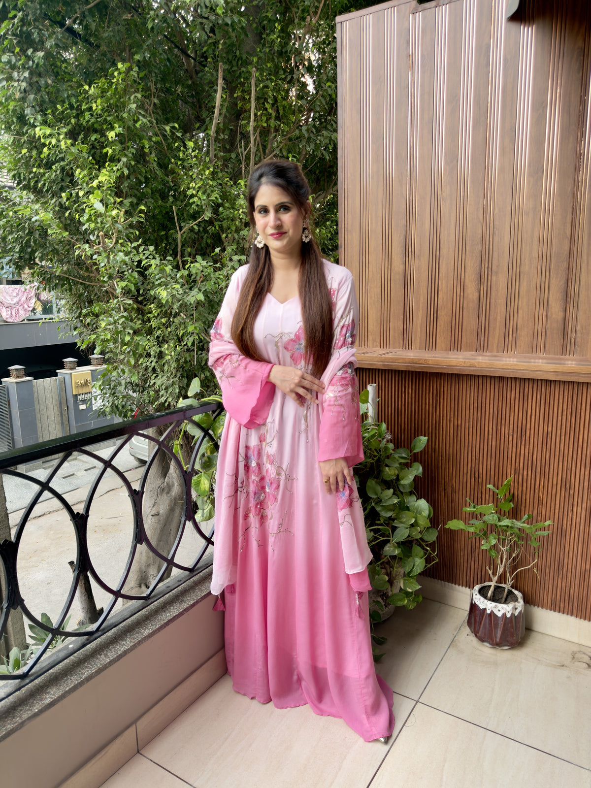 Rose Blush Ombre Chiffon Anarkali
